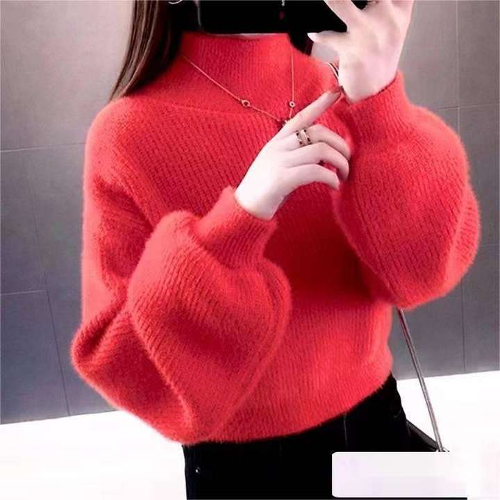 2024 New Arrival Imitation Mink Fur Half-High Collar Thickened Knitwear for Women  Loose-Fit Winter Outerwear China Exporter B2B