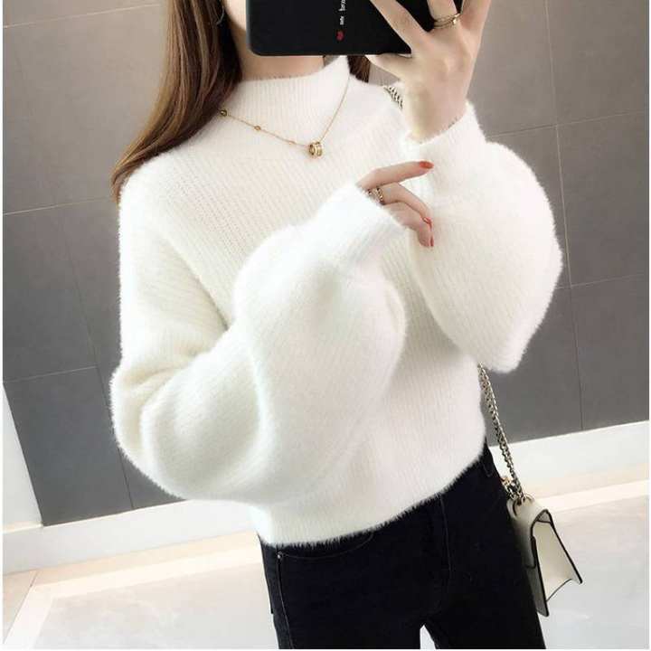 2024 New Arrival Imitation Mink Fur Half-High Collar Thickened Knitwear for Women  Loose-Fit Winter Outerwear China Exporter B2B