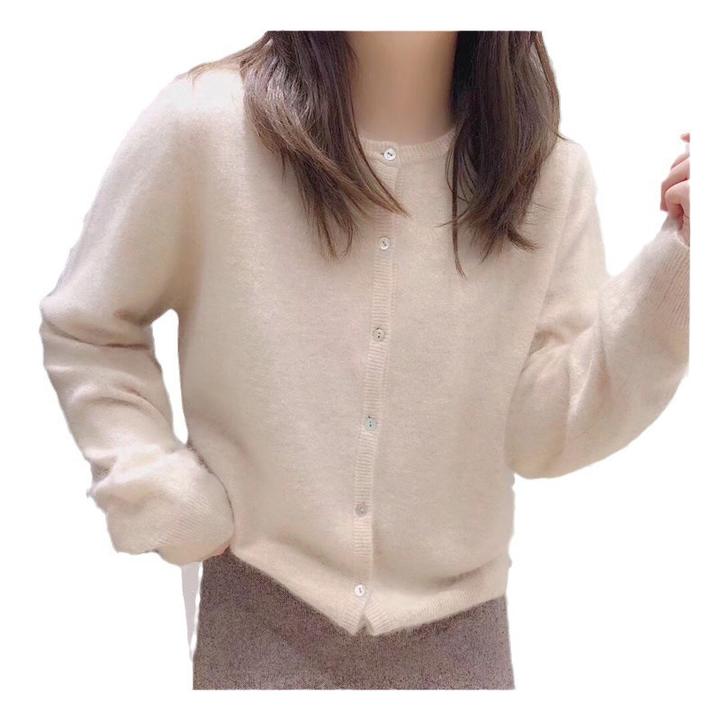 2024 New Arrival Round-Neck Short Knitted Cardigan Casual Women Long Sleeve Outerwear Lady Sweater Bulk Orders