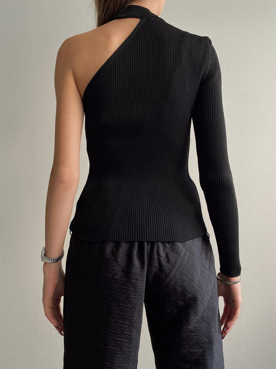 2024 New Design Skinny Sexy Shoulder Knit Top Women's Wool Solid Color Undershirt Bodycon Sweater Clothing Custom Factory Production