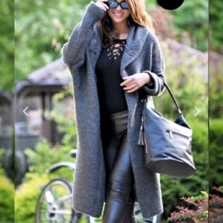 2024 New Design Women Fashion Designer Loose Lady Casual Sweater Plus Size Winter Coat Cardigan Mass Market Wholesale Customization