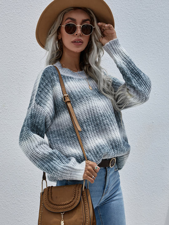 2024 New Designer Colorful Winter Pullover Stripe Round Neck Jersey Loose Large Rainbow Women Sweater Discount Wholesale Production