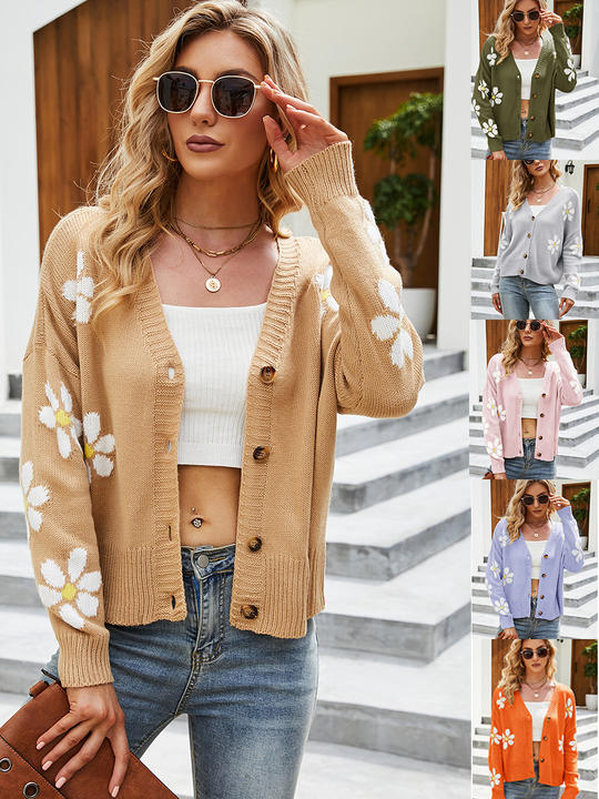 2024 New Ins Style Women's Knitted Cardigan Jacket Loose College Style Sweater Cardigan Lady Wear Wholesale Distribution Center Customization