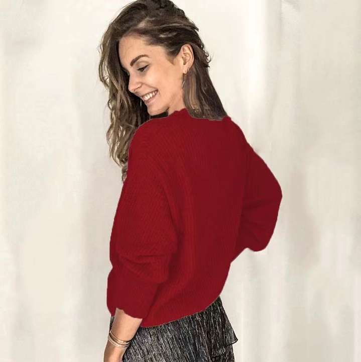 2024 New Winter Knitter V-Neck Coat Women's Loose Long Sleeve Solid Color Sweater Pullover Knitwear Manufacturer and Supplier Solutions