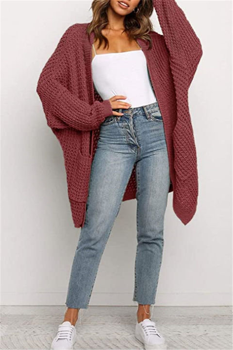 2024 Spring Autumn Fashion Knitwear Cardigan Loose Plus Size Pure Color Sweater Women Coat Clothing