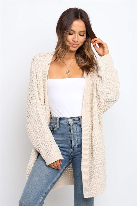 2024 Spring Autumn Fashion Knitwear Cardigan Loose Plus Size Pure Color Sweater Women Coat Clothing