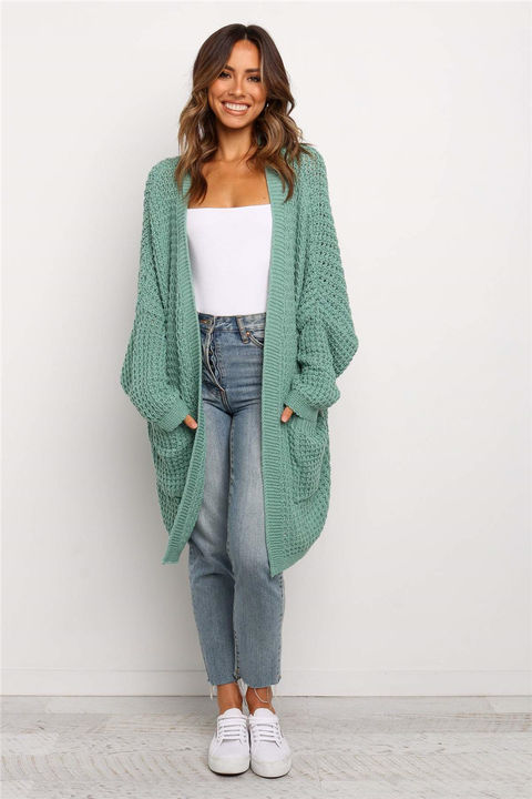 2024 Spring Autumn Fashion Knitwear Cardigan Loose Plus Size Pure Color Sweater Women Coat Clothing