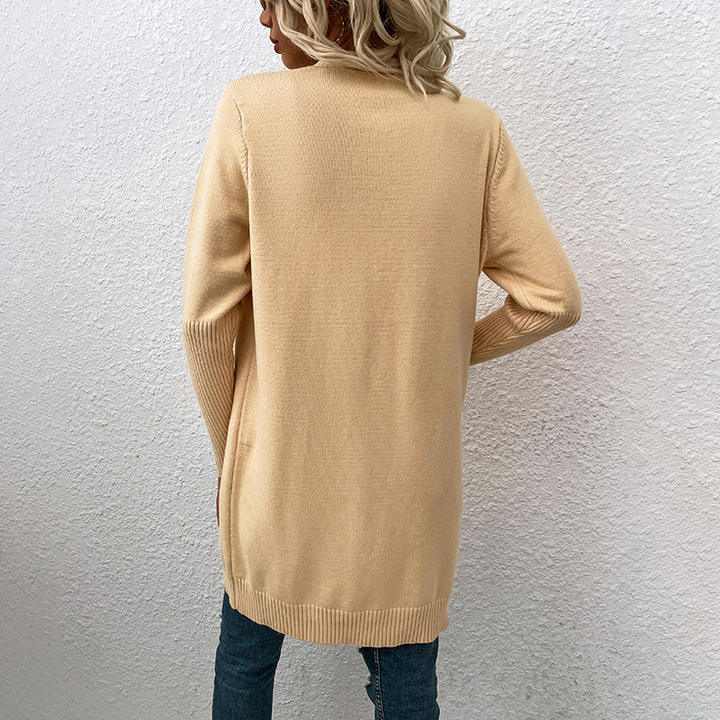 2024 Spring Casual Design Sweater Women Solid-Color Pocket Knitted Cardigan Jacket Lady Clothing Factory-Owned Wholesale