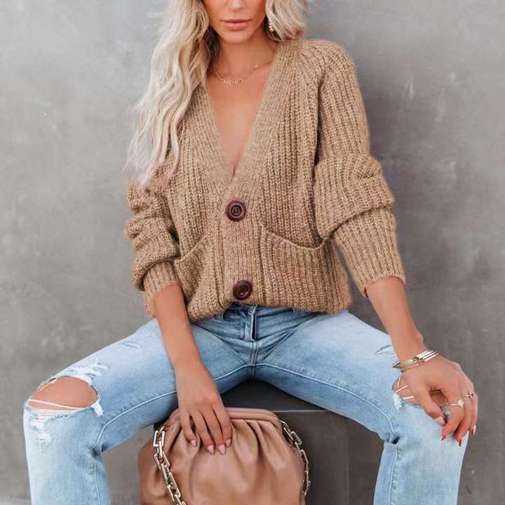 2024 Spring Soft Fashion Lady Loose Casual Twist Thick Thread Knit Long Women Cardigan Sweater Clothing