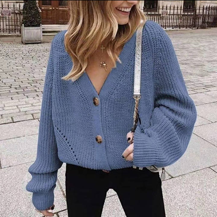 2024 Wholesale Manufactory Women's V-Neck Sweater Cardigan Autumn Winter New Coat Pullover Global Wholesale Market Operations