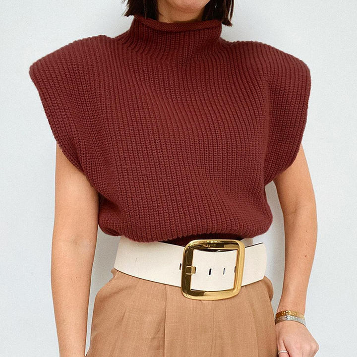 Casual Versatile Woman Solid Color Sexy Thin Turtleneck Short Sleeve Sweater Knitted Clothing