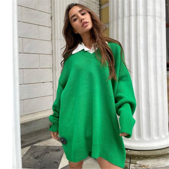 Custom Fall Winter Femme Knitted Jumper V Neck Women Pullover Long Sleeve Slim Turtleneck Sweater