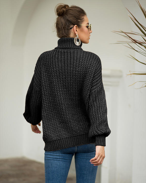 Custom Printed 100% Acrylic Pullover Autumn And Winter Knitted Turtleneck Ladies Women Sweater Industrial Supplier Supply