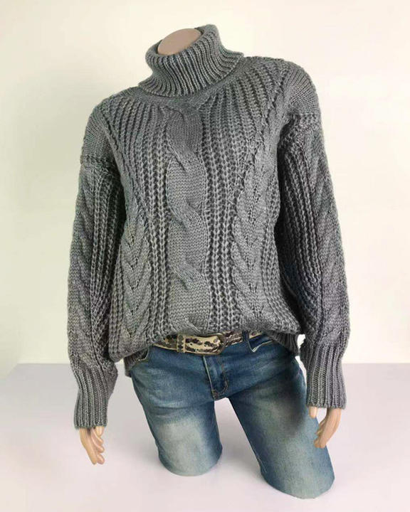 Custom Printed 100% Acrylic Pullover Autumn And Winter Knitted Turtleneck Ladies Women Sweater Industrial Supplier Supply