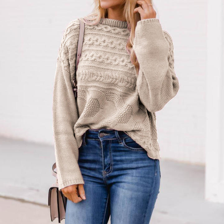 Custom Size Solid Color Womens Knitted Round Neck Pullover Twist Sweater Lady Clothing Pullover Manufacturing & Supply