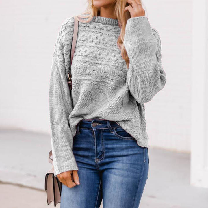 Custom Size Solid Color Womens Knitted Round Neck Pullover Twist Sweater Lady Clothing Pullover Manufacturing & Supply