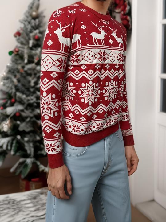 Custom Warm Jacquard Family Christmas Sweater Vintage Unisex Pullover Men Knitted Women Kids Sweaters For Winter Contract Manufacturing