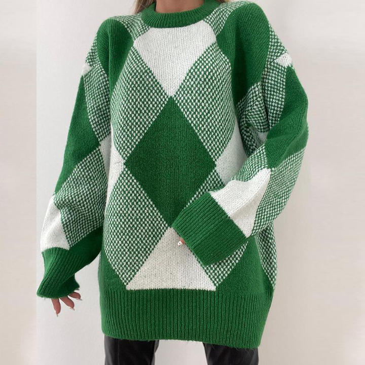 Fashionable Jacquard Knitted Solid Color Long Sleeve Round Neck Women Sweater Suit Lady Top Clothing China Wholesale Factory Outlet