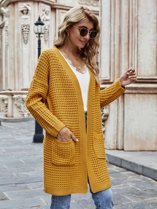 Hot Sale Autumn Winter Knit Cardigan New Loose Plus Size Pure Color Sweater Women Long Coat Clothing