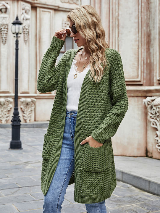 Hot Sale Autumn Winter Knit Cardigan New Loose Plus Size Pure Color Sweater Women Long Coat Clothing