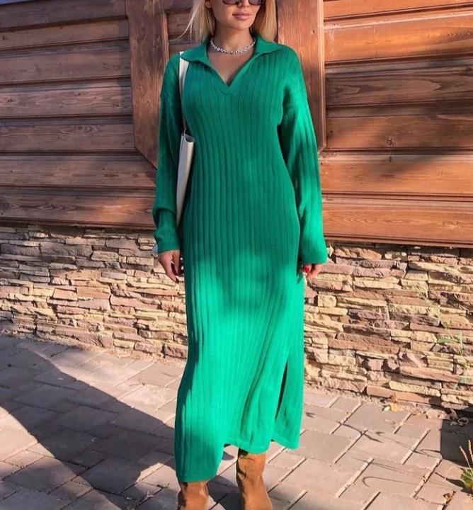 Hot Selling Fashion Custom Women V-Collar Long Sleeves Ropa Loose Sweater Dress Clothing For Lady Wholesale Distribution