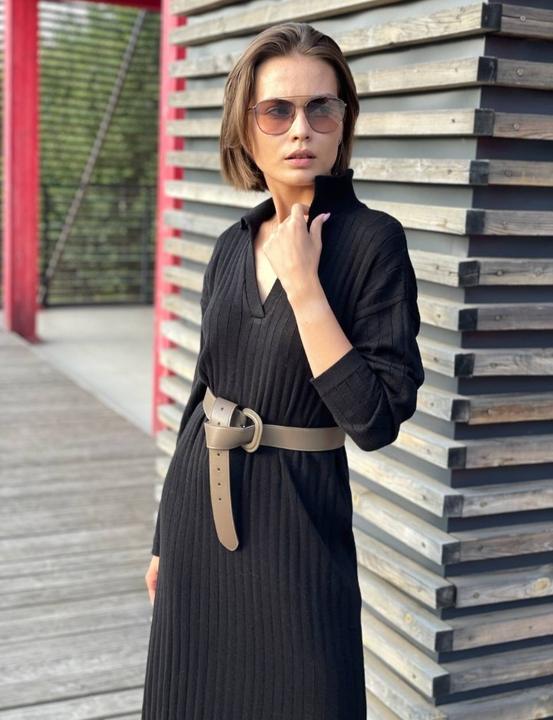 Hot Selling Fashion Custom Women V-Collar Long Sleeves Ropa Loose Sweater Dress Clothing For Lady Wholesale Distribution