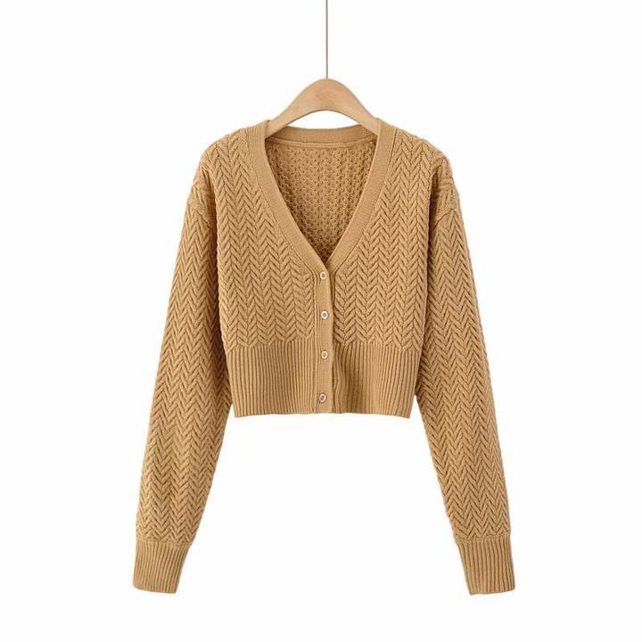 Hot Style Casual Women's Long Sleeve Sweater Cardigan Big V-Neck Knitted Buttons Clothing