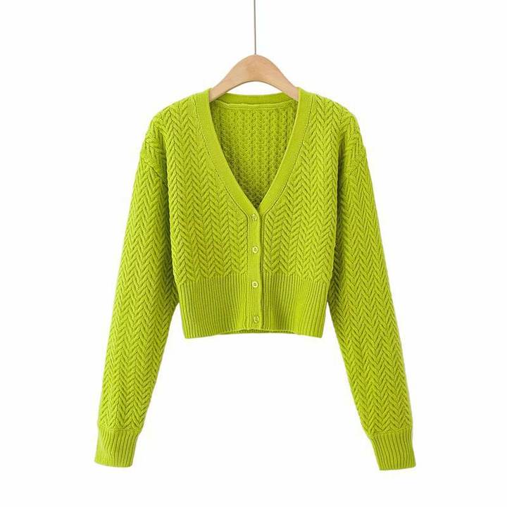 Hot Style Casual Women's Long Sleeve Sweater Cardigan Big V-Neck Knitted Buttons Clothing