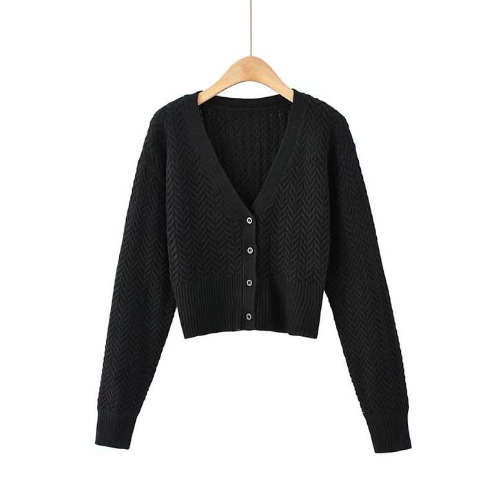 Hot Style Casual Women's Long Sleeve Sweater Cardigan Big V-Neck Knitted Buttons Clothing