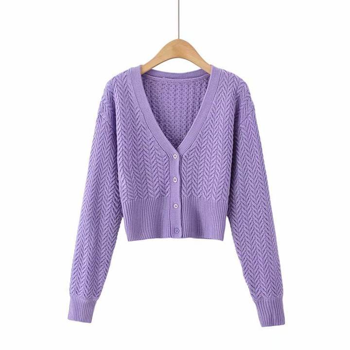 Hot Style Casual Women's Long Sleeve Sweater Cardigan Big V-Neck Knitted Buttons Clothing