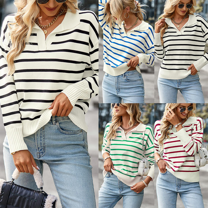 Ins Hot Sale Line Design Women Loose Lady Casual Sweater Knitted Winter Plus Size Clothing Discount Wholesale Direct