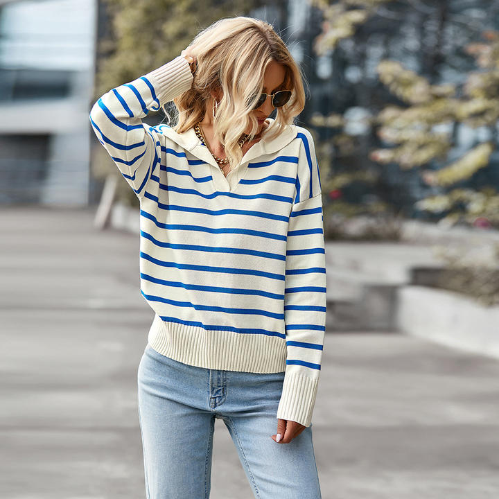 Ins Hot Sale Line Design Women Loose Lady Casual Sweater Knitted Winter Plus Size Clothing Discount Wholesale Direct