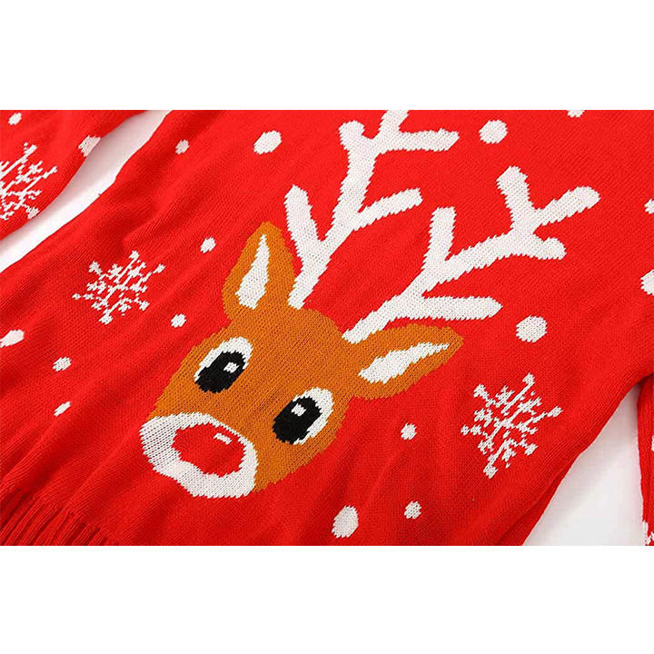 New Custom Designer Jacquard Christmas Winter Long Women Sweater Turtleneck Lady Knit Deer Pullover Manufacturing Solutions Production