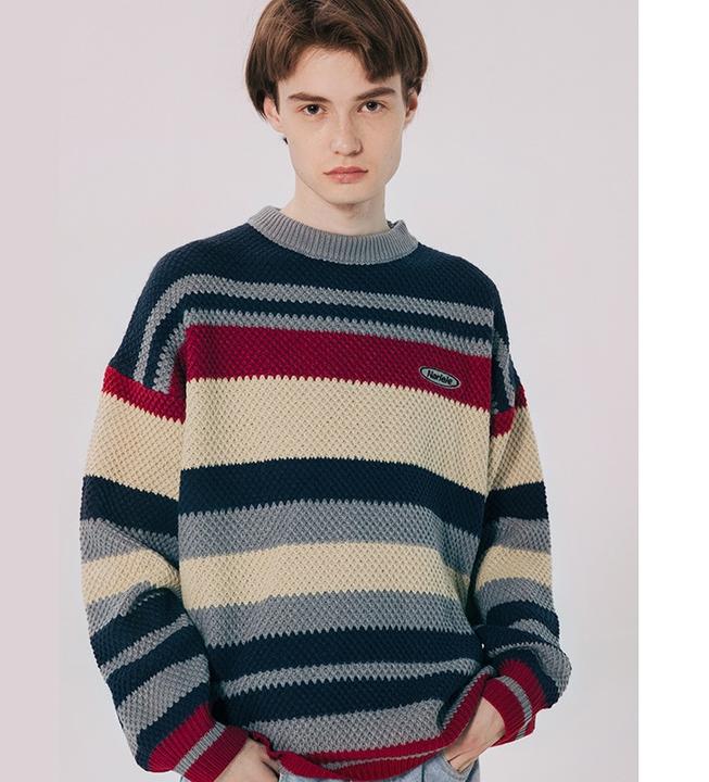 New Custom Vintage Autumn Winter Women Couple Striped Sweaters Male Couples Teenage Knits Clothing