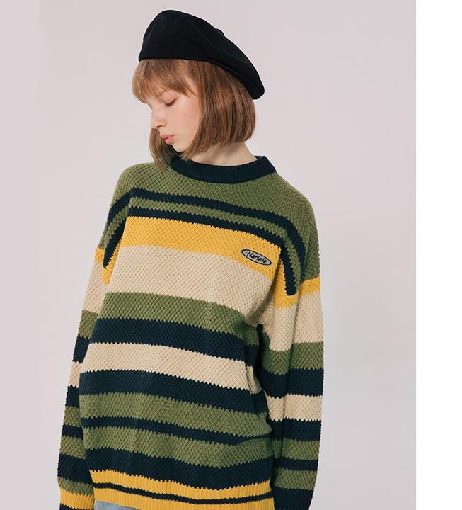 New Custom Vintage Autumn Winter Women Couple Striped Sweaters Male Couples Teenage Knits Clothing