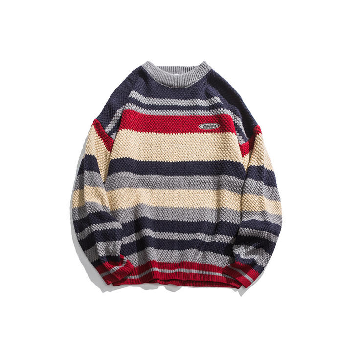 New Custom Vintage Autumn Winter Women Couple Striped Sweaters Male Couples Teenage Knits Clothing