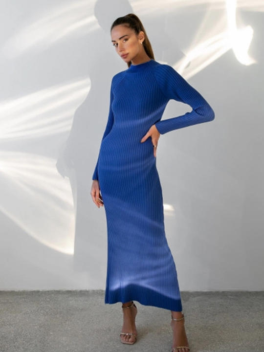 New Design Crewneck Long Sleeve Knit Solid Color Sexy Bottom Tight Sweater Dress Clothing Ropa Vestidos Rapid Production Solutions Manufacturer