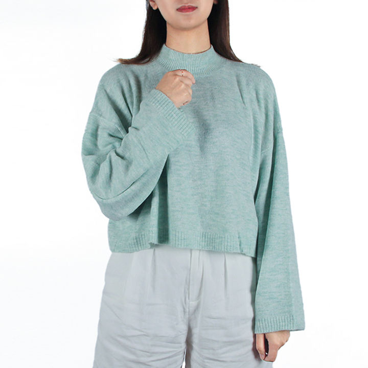 New Design Winter High Neck Turtleneck Drop Shoulder Merino Wool Blend Pullover Sweater For Women Manufacturing Services Solutions