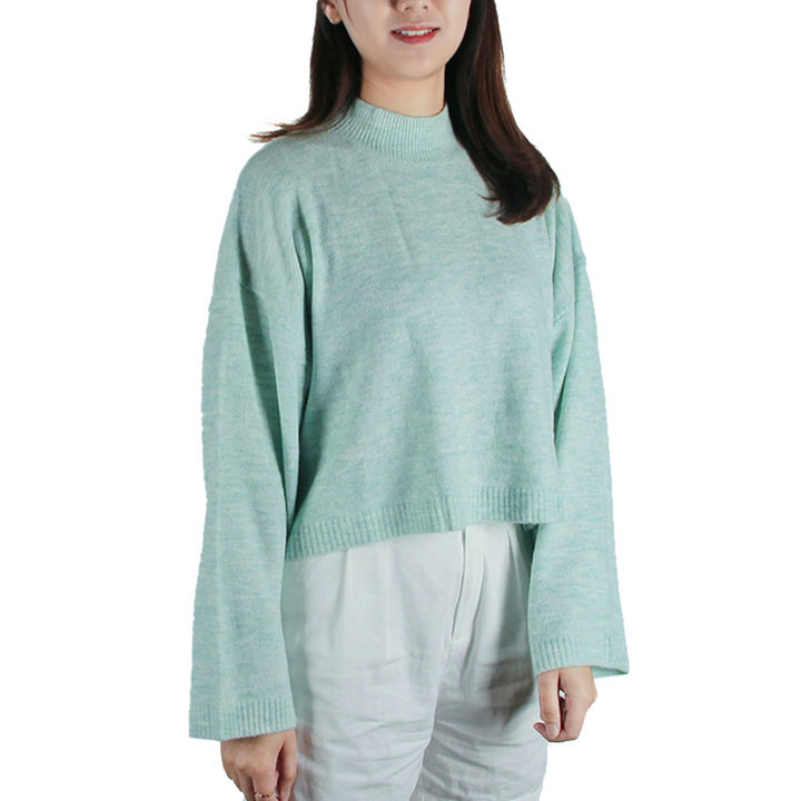 New Design Winter High Neck Turtleneck Drop Shoulder Merino Wool Blend Pullover Sweater For Women Manufacturing Services Solutions