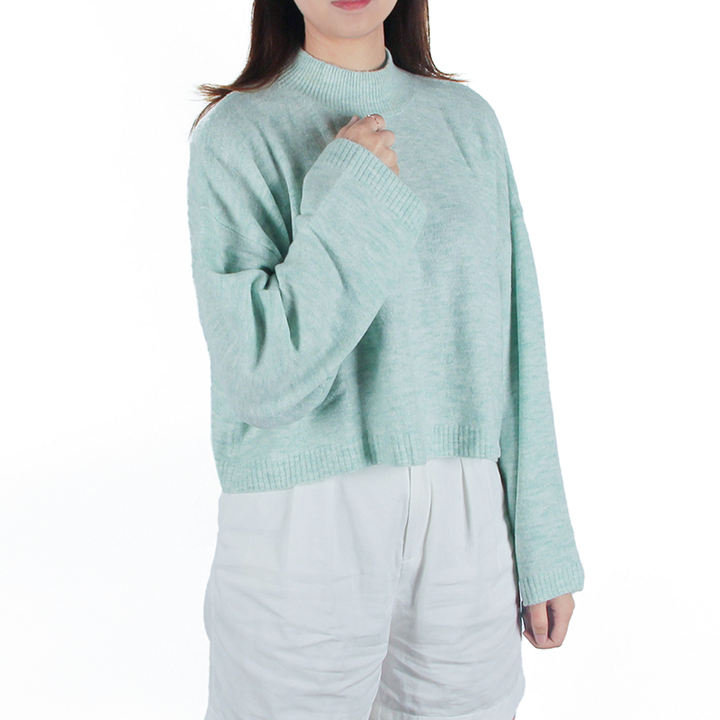 New Design Winter High Neck Turtleneck Drop Shoulder Merino Wool Blend Pullover Sweater For Women Manufacturing Services Solutions