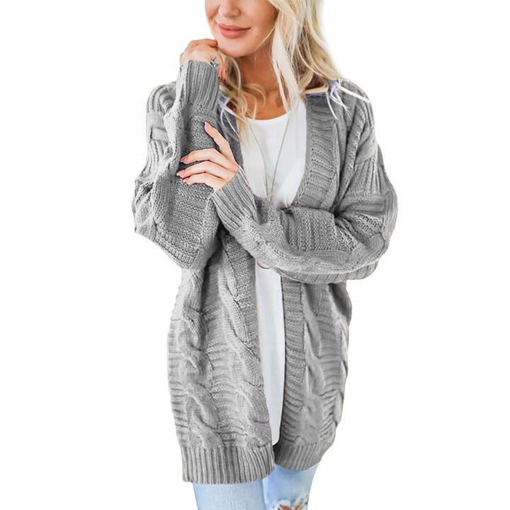New Trendy Vintage Long 100% Acrylic No Button Knit Women Sweater Cardigan Winter Fashion Clothing Rapid Production Solutions Processing