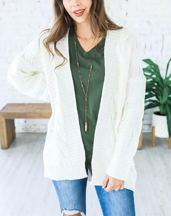New Trendy Vintage Long 100% Acrylic No Button Knit Women Sweater Cardigan Winter Fashion Clothing Rapid Production Solutions Processing