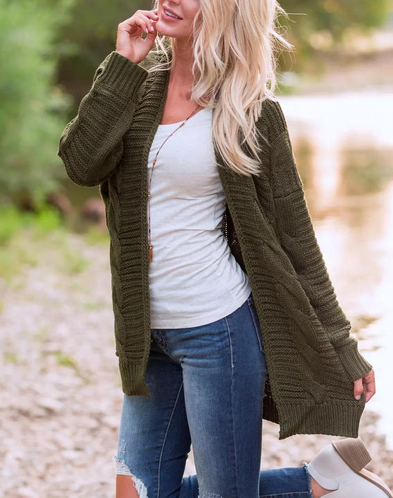 New Trendy Vintage Long 100% Acrylic No Button Knit Women Sweater Cardigan Winter Fashion Clothing Rapid Production Solutions Processing