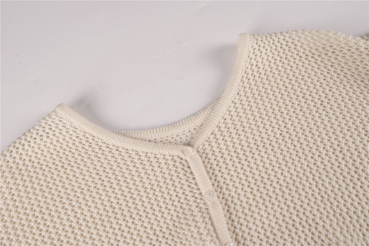Wholesale Manufactory Casual Short Cardigan Round Neck Puff Sleeve Women Sweater Lady Pullover Mass Wholesale Custom Solutions