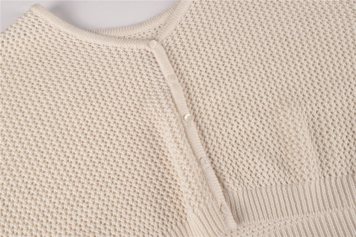 Wholesale Manufactory Casual Short Cardigan Round Neck Puff Sleeve Women Sweater Lady Pullover Mass Wholesale Custom Solutions