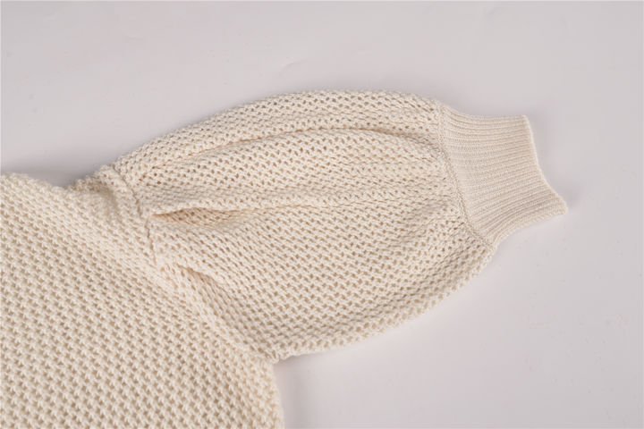 Wholesale Manufactory Casual Short Cardigan Round Neck Puff Sleeve Women Sweater Lady Pullover Mass Wholesale Custom Solutions