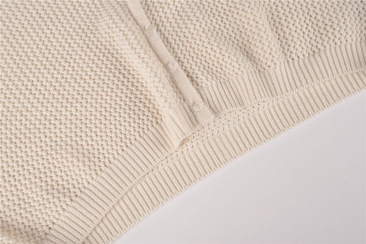 Wholesale Manufactory Casual Short Cardigan Round Neck Puff Sleeve Women Sweater Lady Pullover Mass Wholesale Custom Solutions