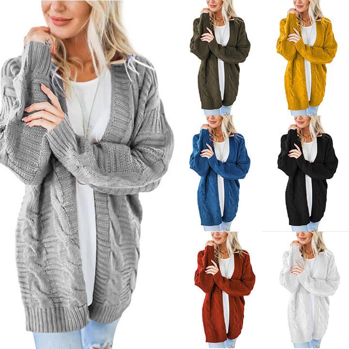 Winter Fashion 100% Acrylic Long Sleeve Loose Cardigan Long Knitted Streetwear Women Sweater Cardigan Manufacturing and Export