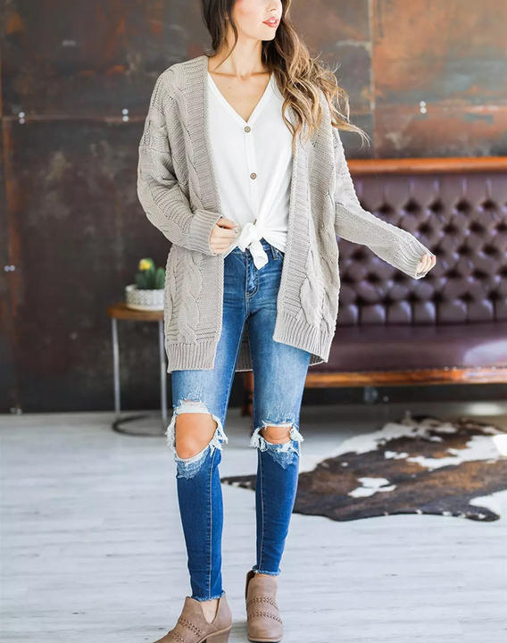Winter Fashion 100% Acrylic Long Sleeve Loose Cardigan Long Knitted Streetwear Women Sweater Cardigan Manufacturing and Export
