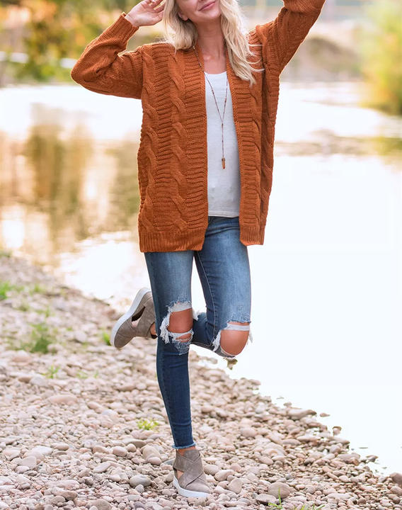 Winter Fashion 100% Acrylic Long Sleeve Loose Cardigan Long Knitted Streetwear Women Sweater Cardigan Manufacturing and Export